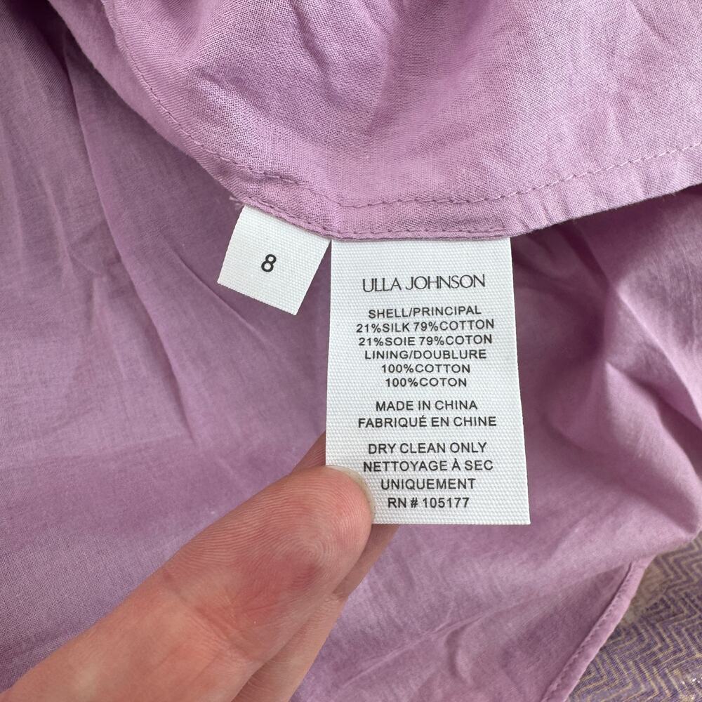Ulla Johnson Celina Silk Cotton Blend Dress Sz 8 Ruffle Pattern Mini NWOT - Picture 7 of 9